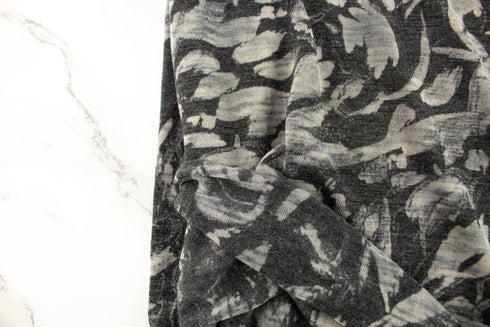 Gray Abstract Floral Burnout Knit Jersey Fabric Remnant 2.75 yards
