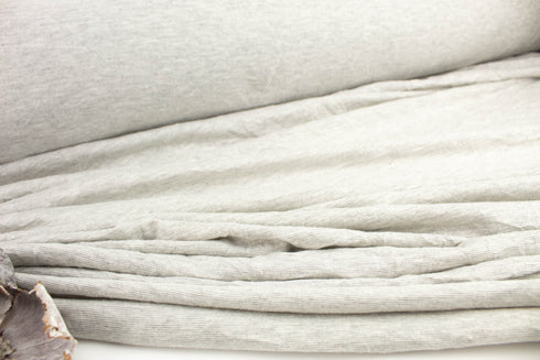 Heather Light Gray Narrow Stripe Knit Jersey Fabric by the yard Made in Italy