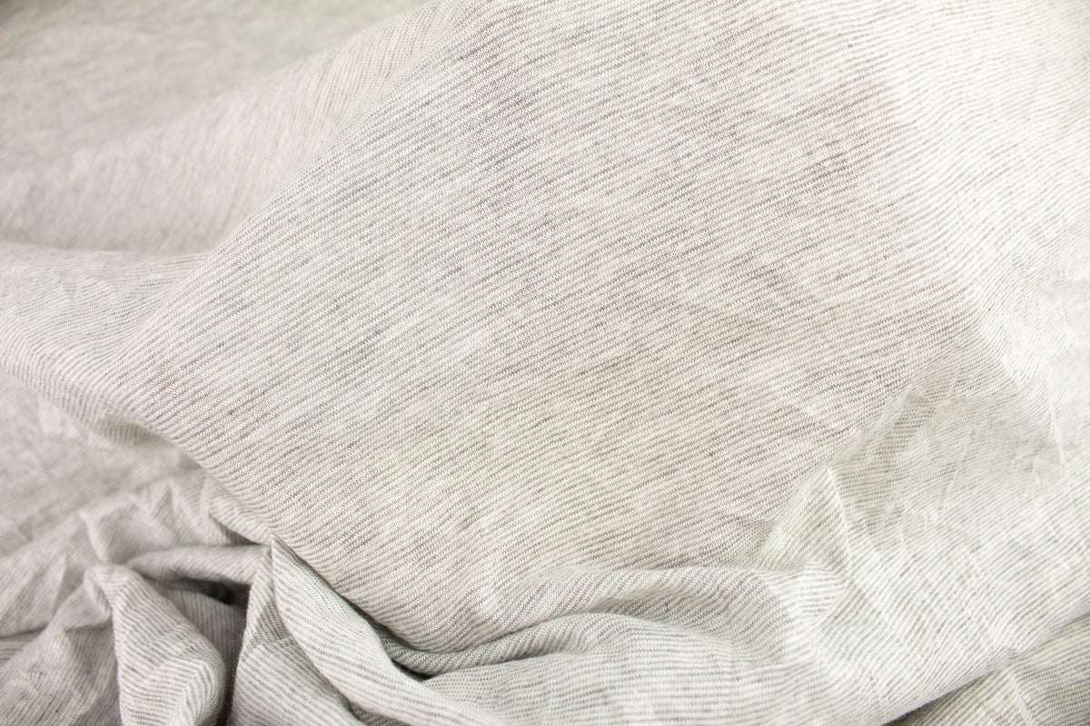 Heather Light Gray Narrow Stripe Knit Jersey Fabric by the yard Made in Italy