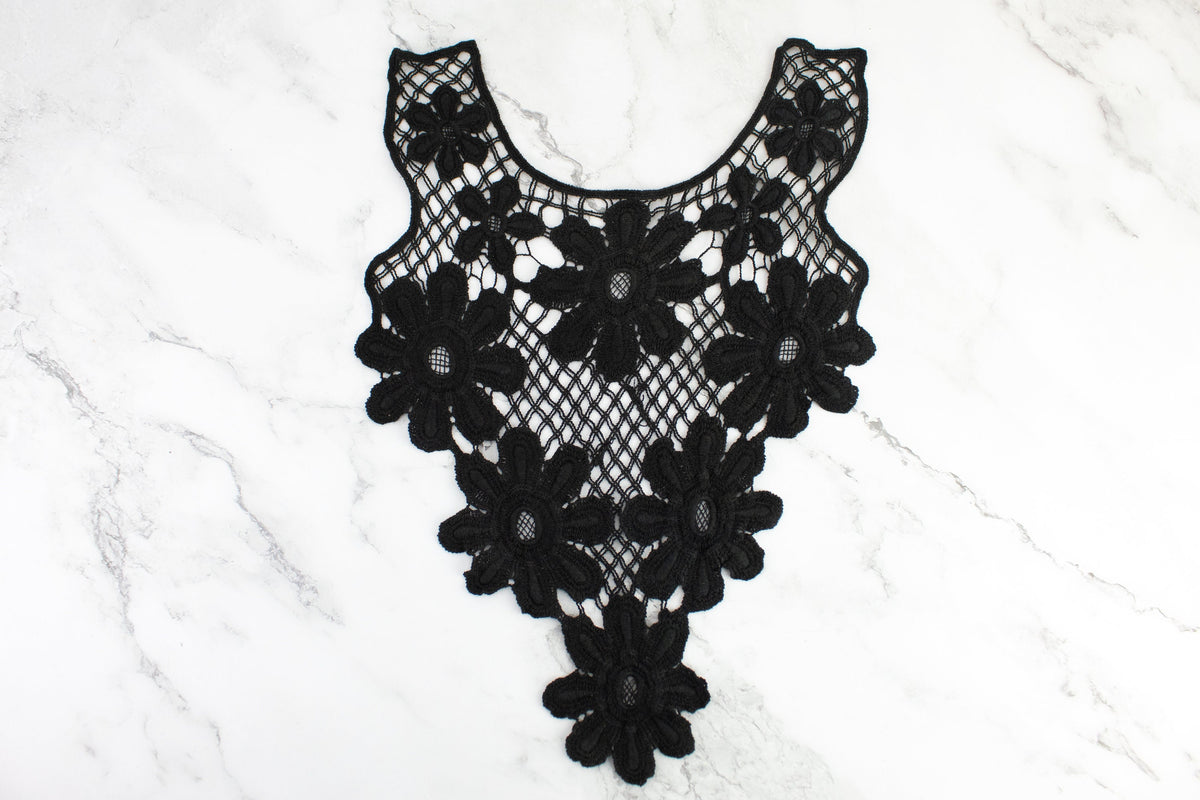 Black Cotton Floral Applique