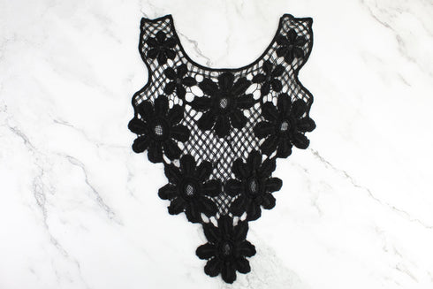 Black Cotton Floral Applique