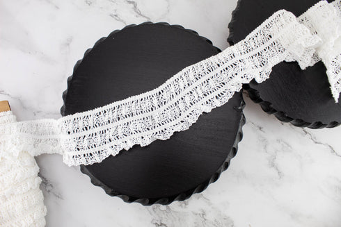White Stretch Crochet Lace Trim Remnant 2.5 inches width x 7.75 yards