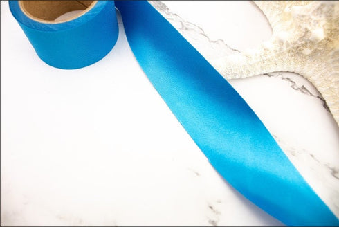 Blue Heavy Satin Woven Bias Tape 1.25 inches width x 7 yards total