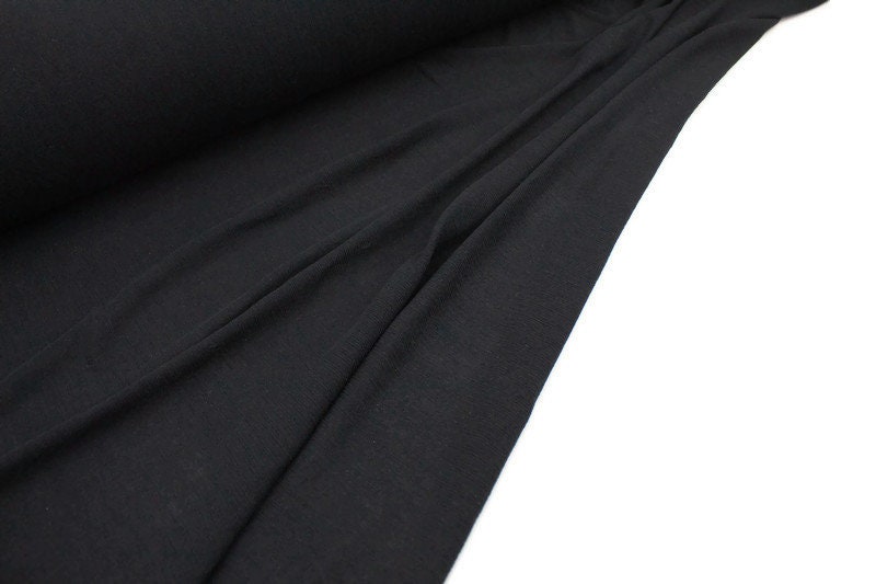 Black Mini Rib Transparent Light Weight Sweater Knit Fabric Designer Fabric by the yard