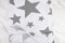 Gray and Off White Stars Knit Jersey Fabric Remnant 2.25 yards
