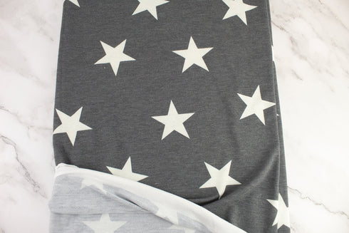 Heather Gray Star Baby French Terry Knit Fabric Remnant 2.25 yards