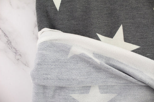 Heather Gray Star Baby French Terry Knit Fabric Remnant 2.25 yards