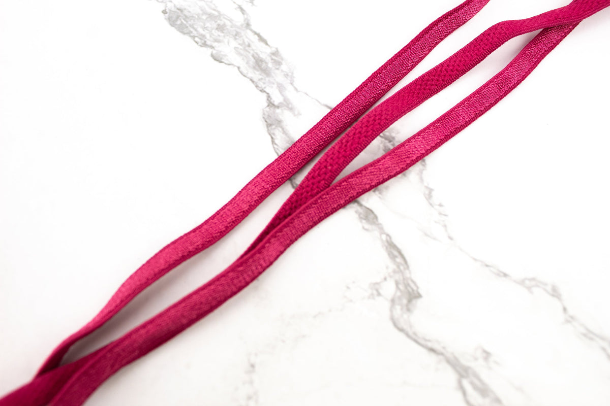 Dark Pink Elastic Trim Bra Strap Headband Lingerie with Plush Back 1/4 inch width x 5 yards