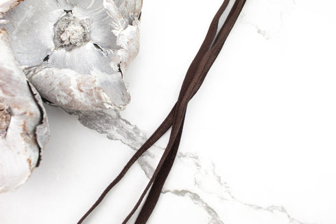 Darker Brown Elastic Trim Bra Strap Headband Lingerie with Plush Back 1/4 inch width x 10 yards