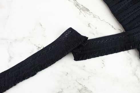 Navy Fancy Braided Fringe Trim 1.5 inches width x 2 yards Made in Italy