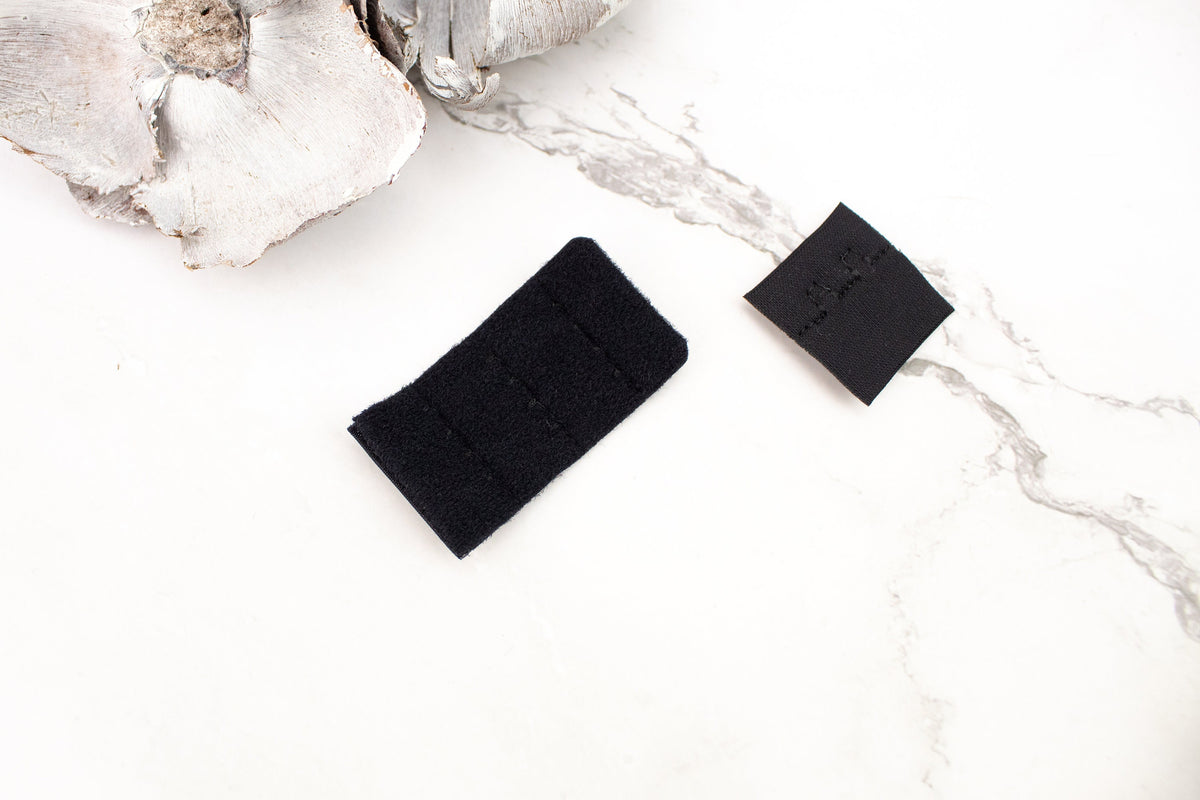 Black Hook and Eye Bra Closure 2 x 3 for 2 pairs