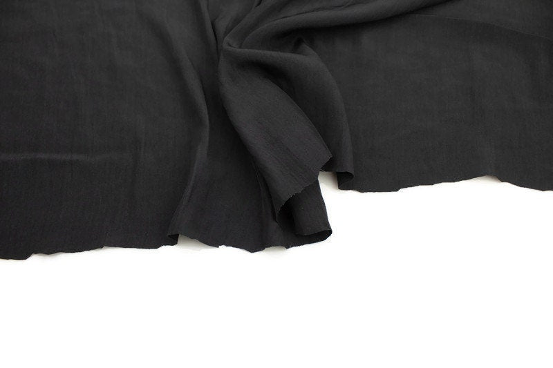 Washed Black Light Weight Woven Fabric Designer Fabric by the yard