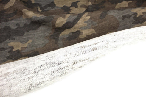 Olive Brown Camouflage Cotton Sweater Knit Fabric Designer Fabric Extra Wide by the yard