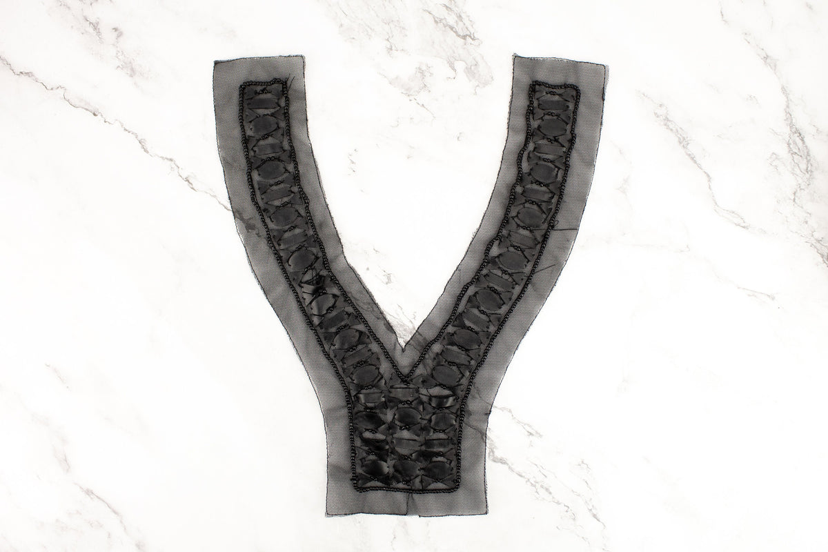 Black Embroidered Faux Leather Applique