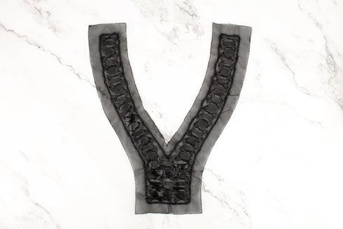 Black Embroidered Faux Leather Applique