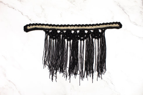 Black Crochet Fringe Applique