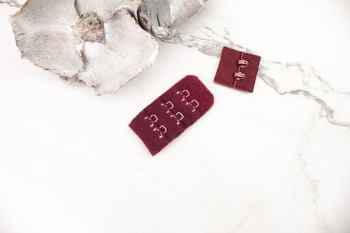 Maroon Hook and Eye Bra Closure 2 x 3 for 2 pairs
