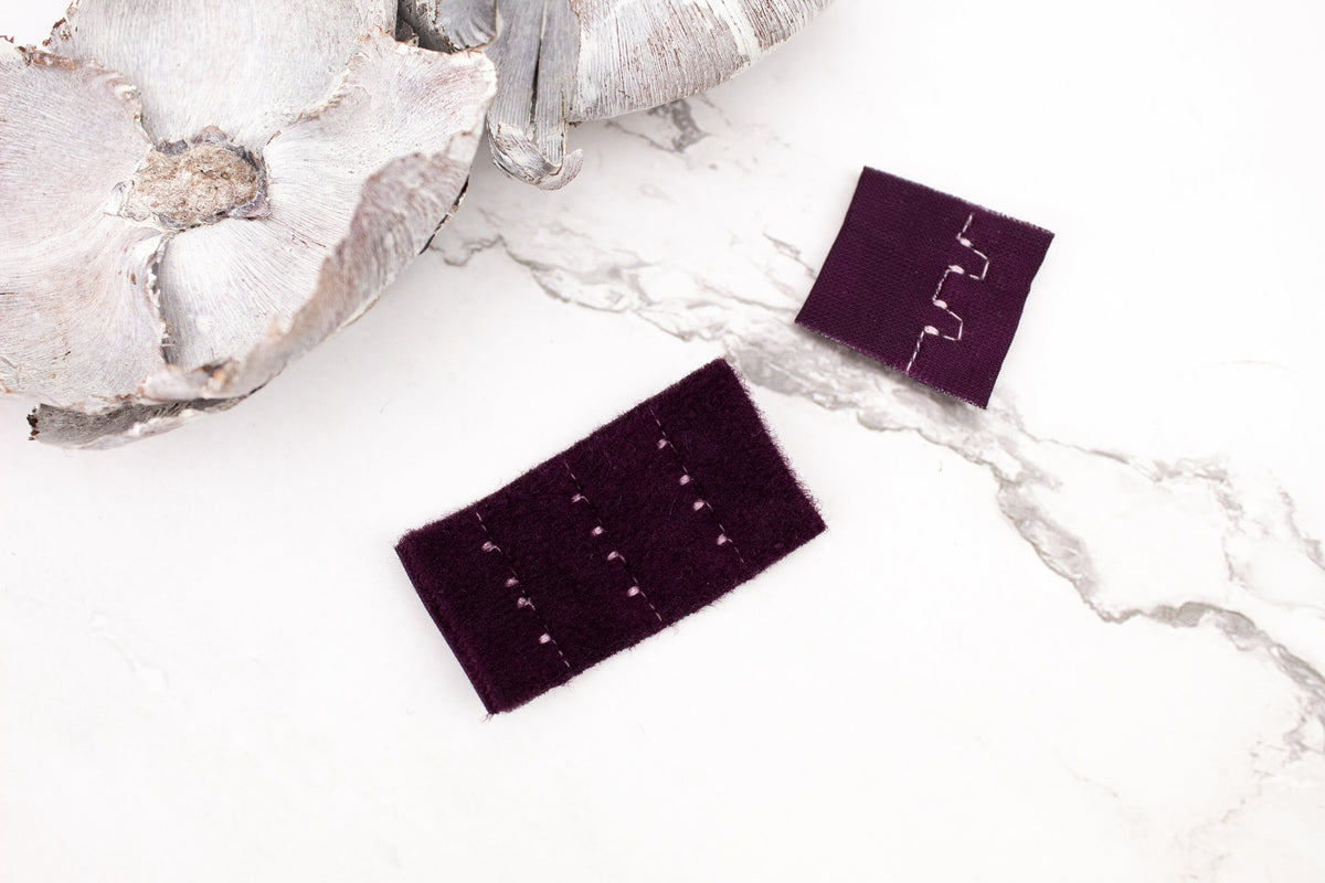 Burgundy Hook and Eye Bra Closure 2 x 3 for 2 pairs