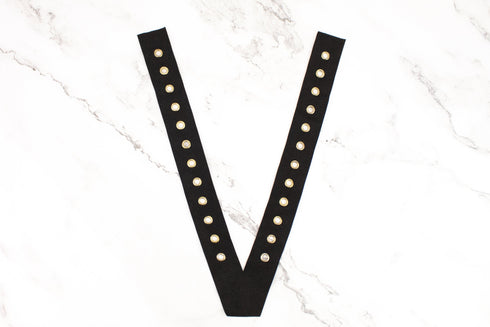 Black and Gold Micro suede Neck Applique