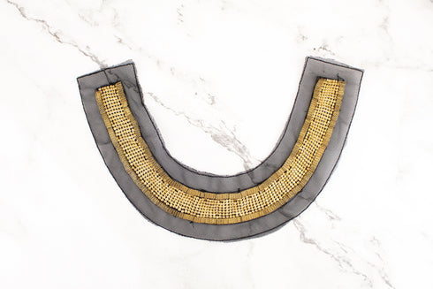 Black and Gold Embroidered Neck Applique