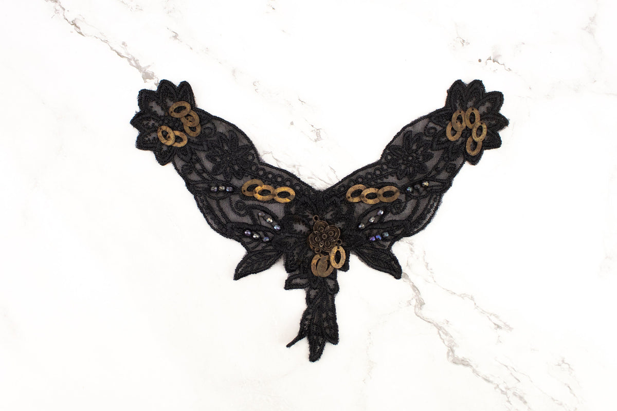 Black Lace Embellished Applique