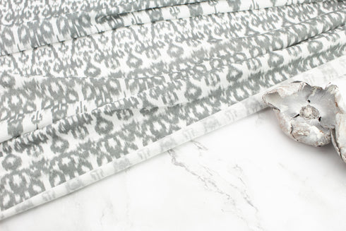 Gray and Off White Ikat Like Light Weight Sweater Knit Fabric by the yard