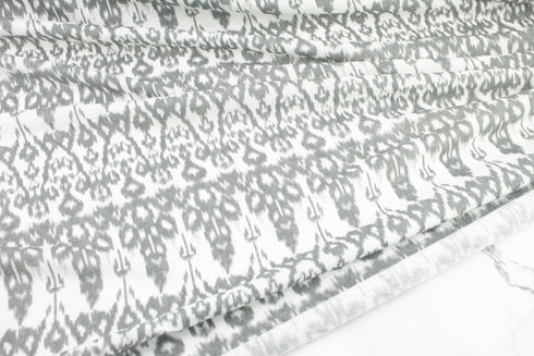 Gray and Off White Ikat Like Light Weight Sweater Knit Fabric by the yard