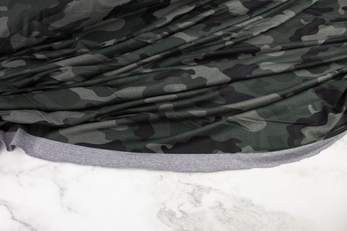 Green Camouflage Knit Jersey Fabric Designer Fabric Yoga Fabric Remnant 3 yards