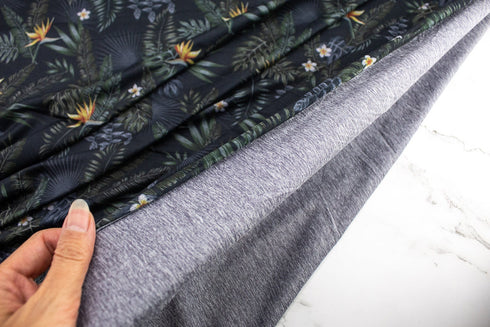 Birds of Paradise Tropical Print Knit Jersey Fabric Designer Fabric Yoga Fabric by the yard