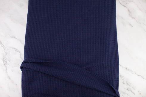 Blue Brushed Thermal Waffle Sweater Knit Fabric Remnant 3 yards