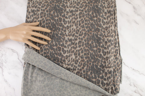 Beige Leopard Print Brushed Sweater Knit Fabric Remnant 1.75 yards