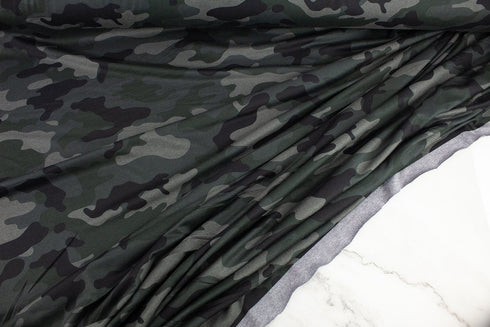 Green Camouflage Knit Jersey Fabric Designer Fabric Yoga Fabric Remnant 3 yards