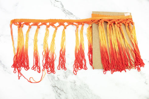 Orange Red Fringe Trim 6.5 inches width x 34 inches length