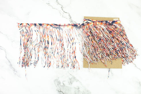 Red and Navy Multi Fringe Trim 6.5 inches width x 1.5 yards