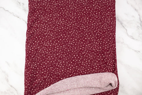 Red and Cream Mini Polka Dots Sweater Knit Fabric Remnant 2 yards