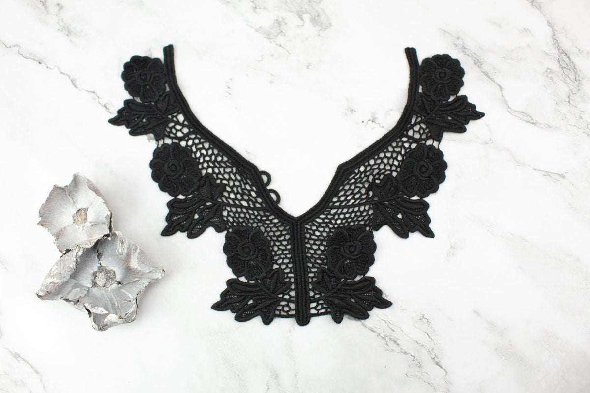 Black Floral Lace Applique