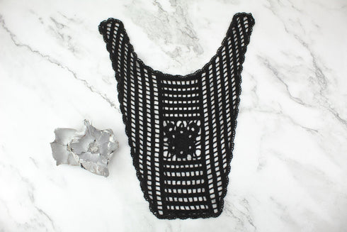 Black Floral Cotton Lace Applique