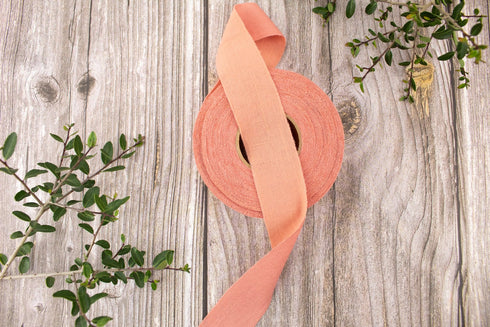 Salmon Linen Slub Textured Knit Bias Tape 1.25 inches width x 13 yards