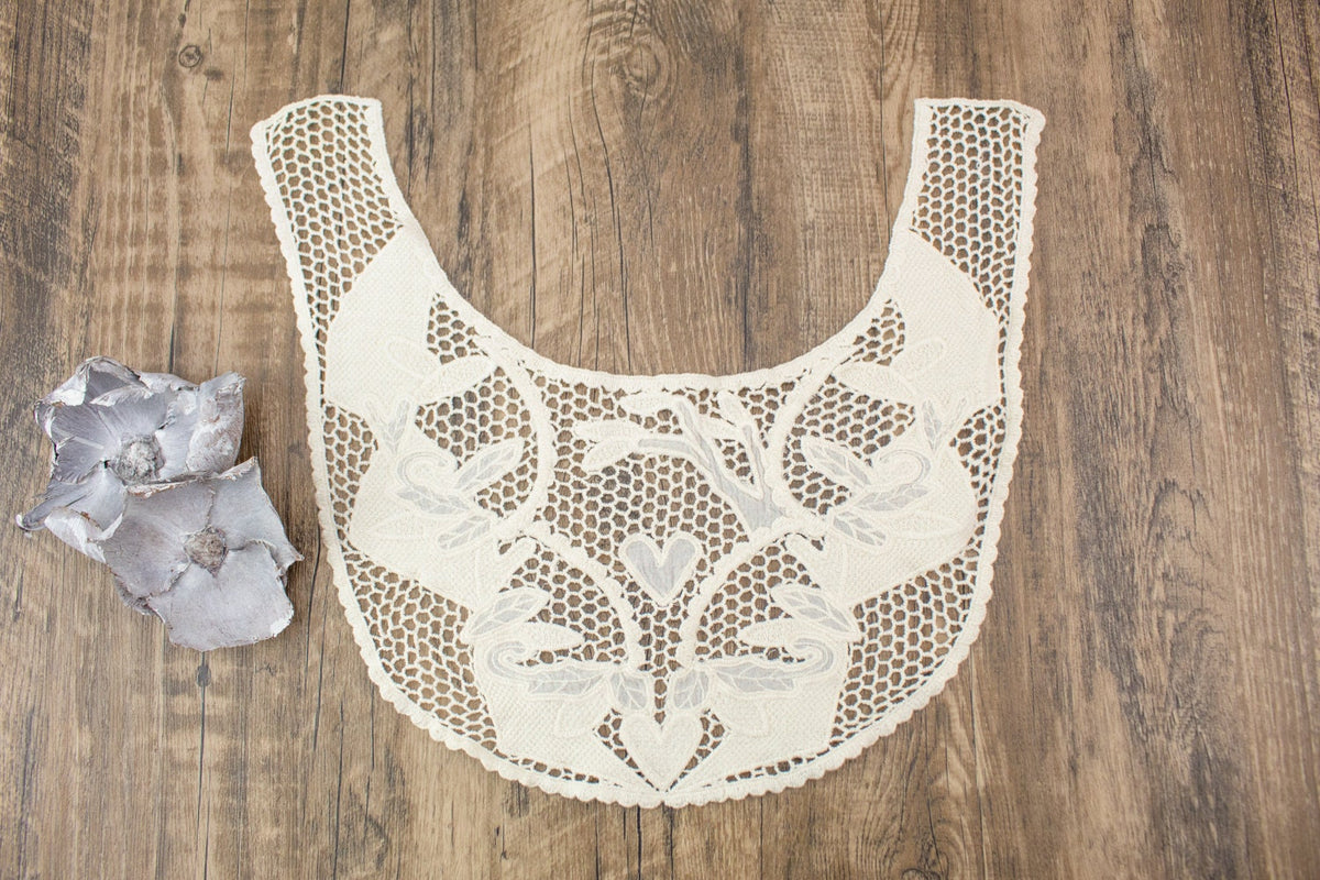 Ecru Cotton Embroidered Lace Applique