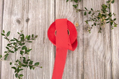 Coral Red Basket Weave Light Weight Woven Bias Tape Trim 1.25 inches width x 12 yards