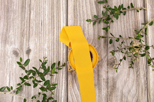 Mustard Yellow Cloque Georgette Woven Bias Tape Binding Trim 1.25 inches width x 5 yards