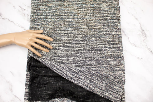 Cream and Black Tweed Sweater Knit Fabric Remnant 2.75 yards