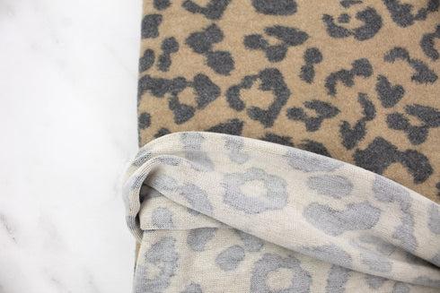 Brown Animal Print Sweater Knit Fleece Like Fabric Remnant 1.75 yards