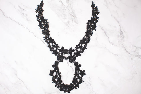 Black Floral Cotton Lace Applique