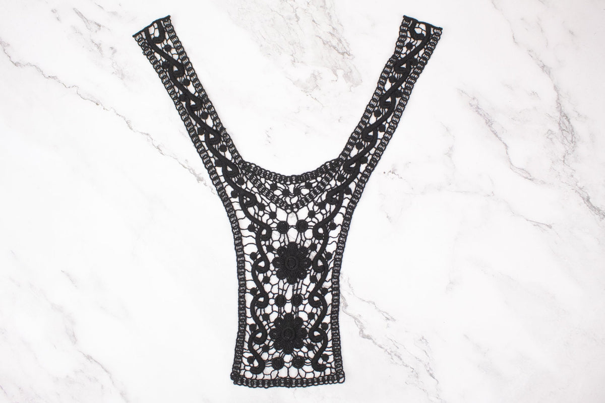 Black Floral Cotton Applique