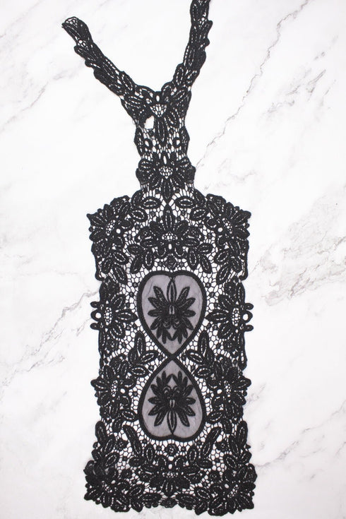 Black Floral Cotton Racerback Applique