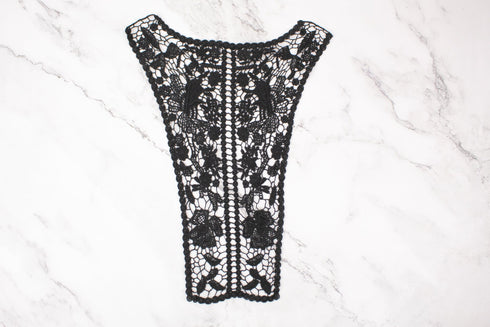 Black Floral Cotton Applique