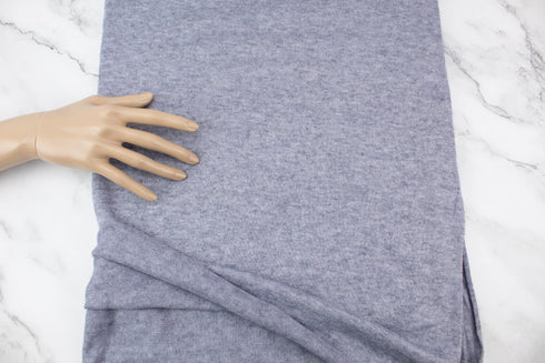 Heather Blue Brushed Sweater Knit Fabric Remnant 42 inches width