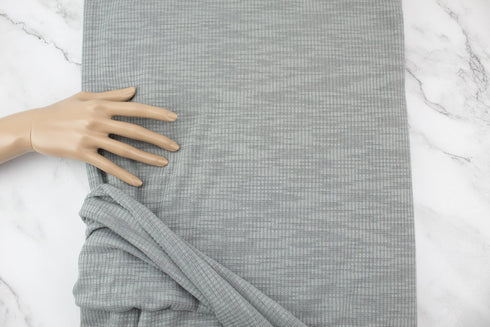 Heather Gray Rib Sweater Knit Fabric Remnant 3 yards