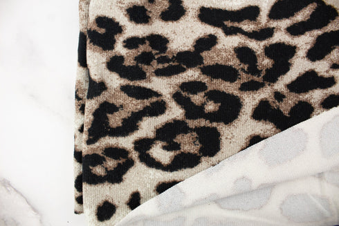 Leopard Print Brushed Sweater Knit Fabric Remnant 30 inches length